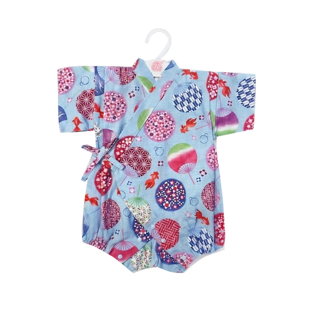 Baby Light Blue Fan & Goldfish Jinbei Romper