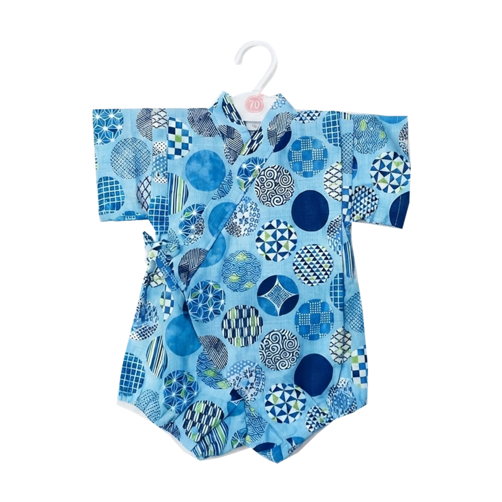 Baby Blue Geometric Pattern Jinbei Romper