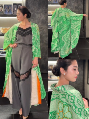 Furisode Kimono Dress Gown with String Belt