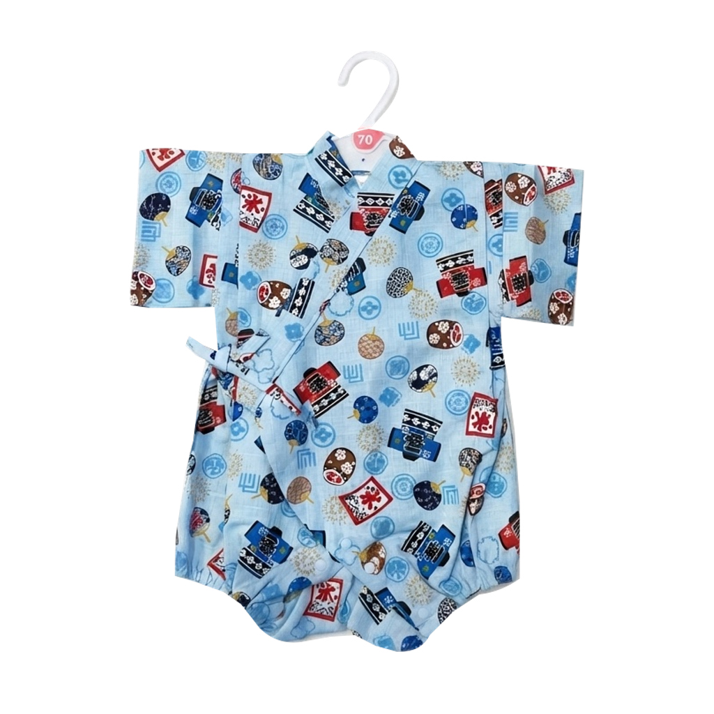Baby Light Blue Festival Print Jinbei