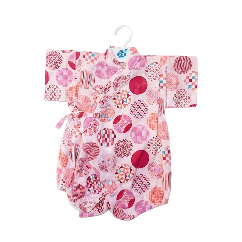 Baby Pink Geometric Pattern Jinbei Romper