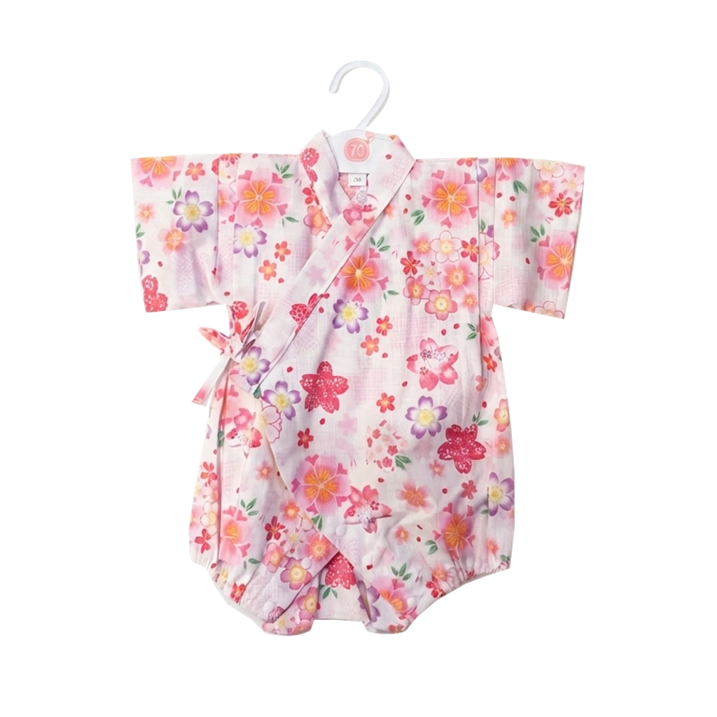 Pink Floral Japanese Baby Jinbei