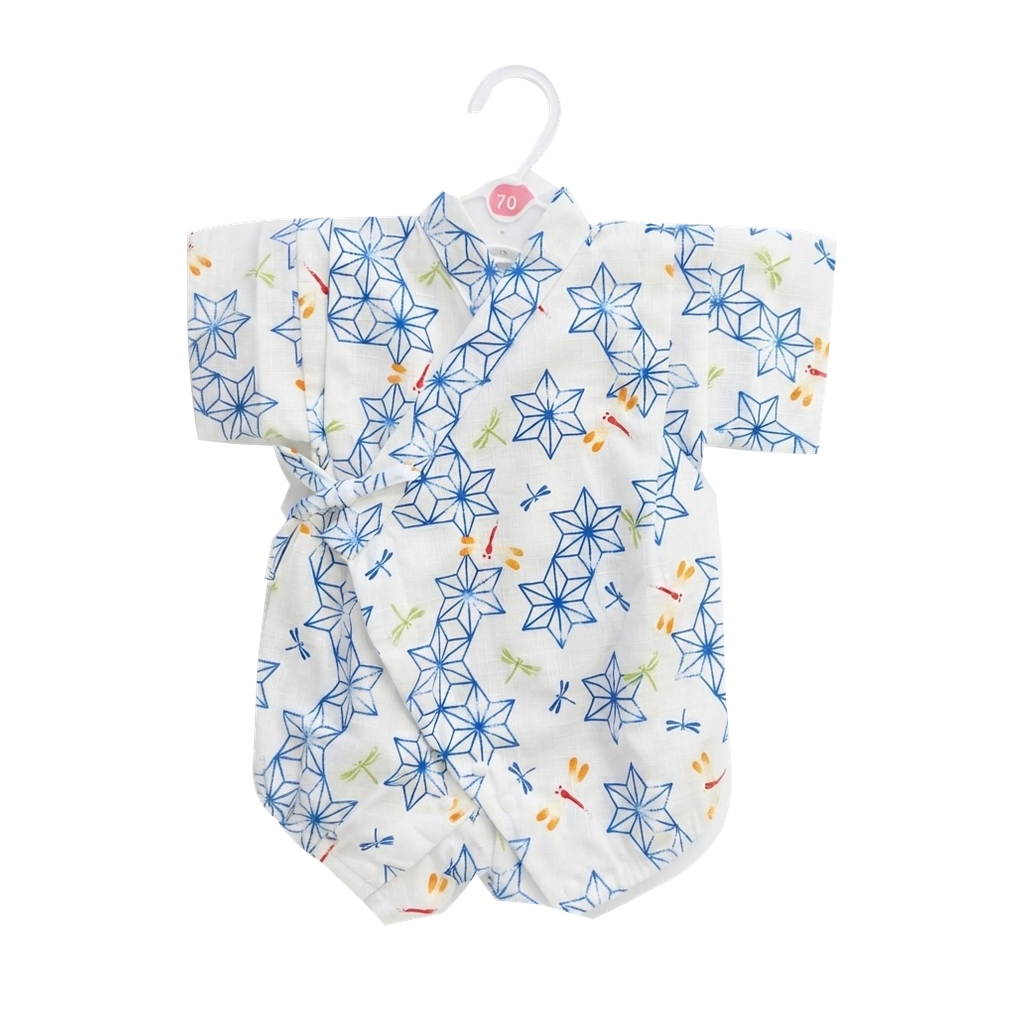 Baby White Asanoha Dragonfly Jinbei Romper